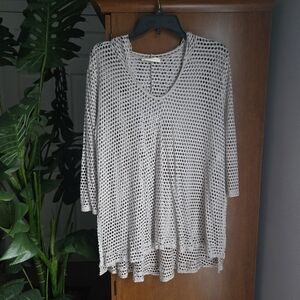 Entro Beige Distressed Mesh Hoodie